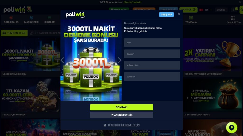 poliwin üyelik işlemleri